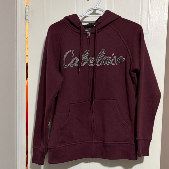 Cabela's Sweaters - Cabela's Deep Burgundy Full-Zip Hoodie with Script Logo